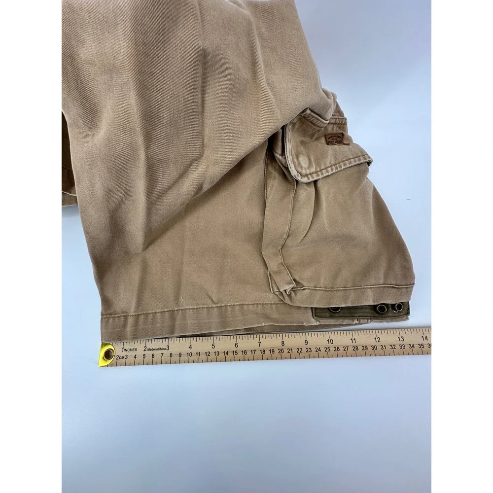 VTG Polo Jeans Co Ralph Lauren Mens 33‎ Tan Military Cargo Shorts 67th Reg RL Co